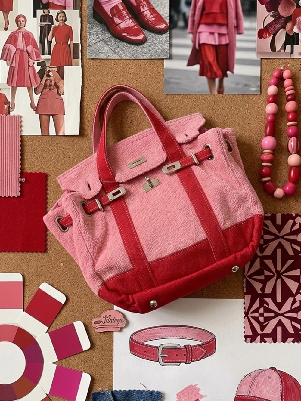 Boatkin Terry Pink & Red Viral Tote (small)